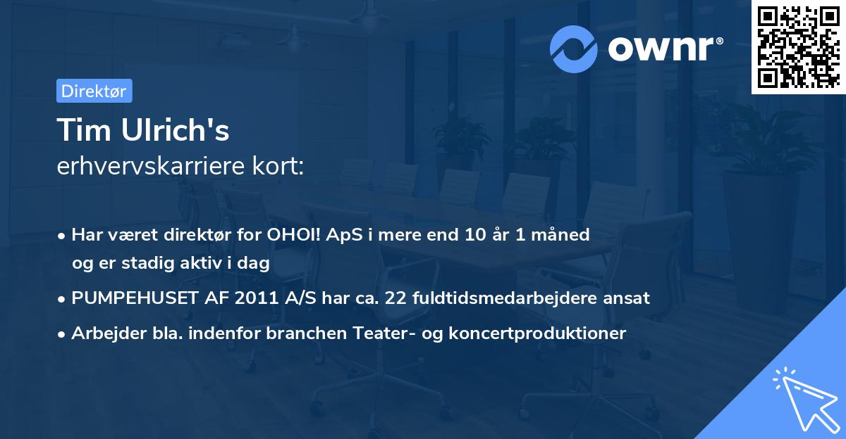 Tim Ulrich's erhvervskarriere kort
