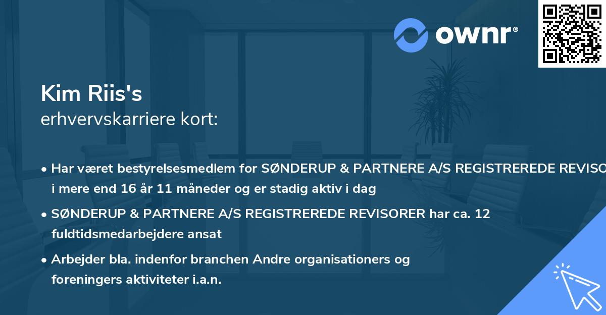 Kim Riis's erhvervskarriere kort