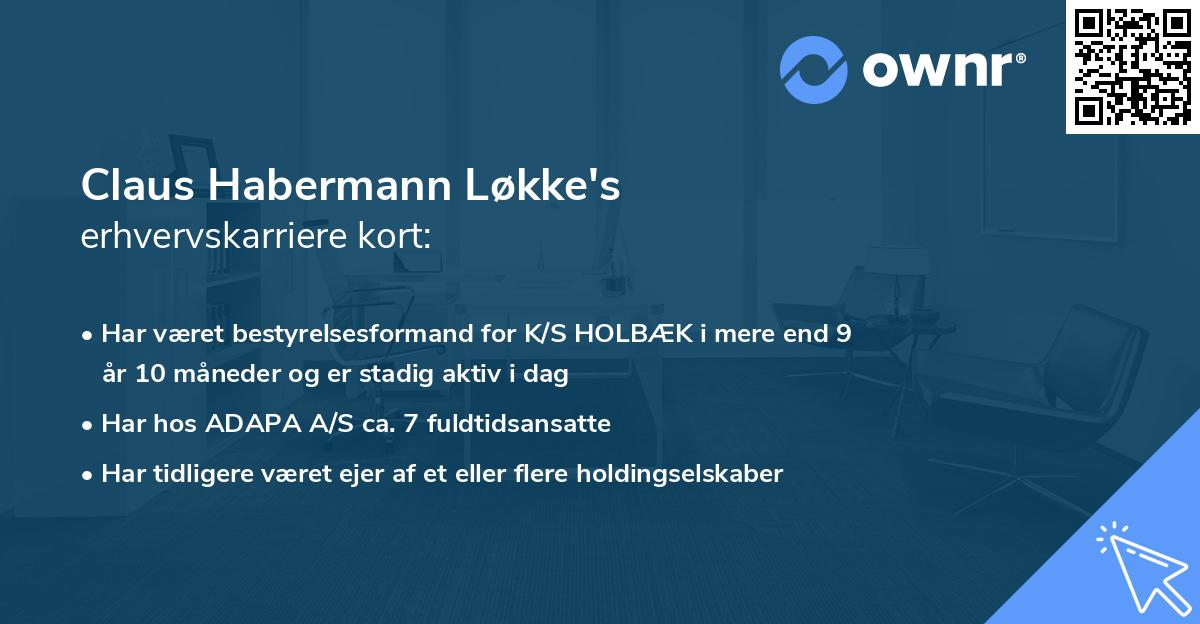 Claus Habermann Løkke's erhvervskarriere kort