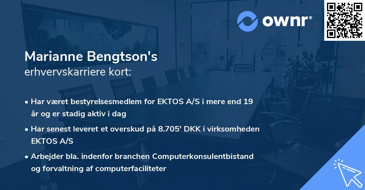 Marianne Bengtson's erhvervskarriere kort