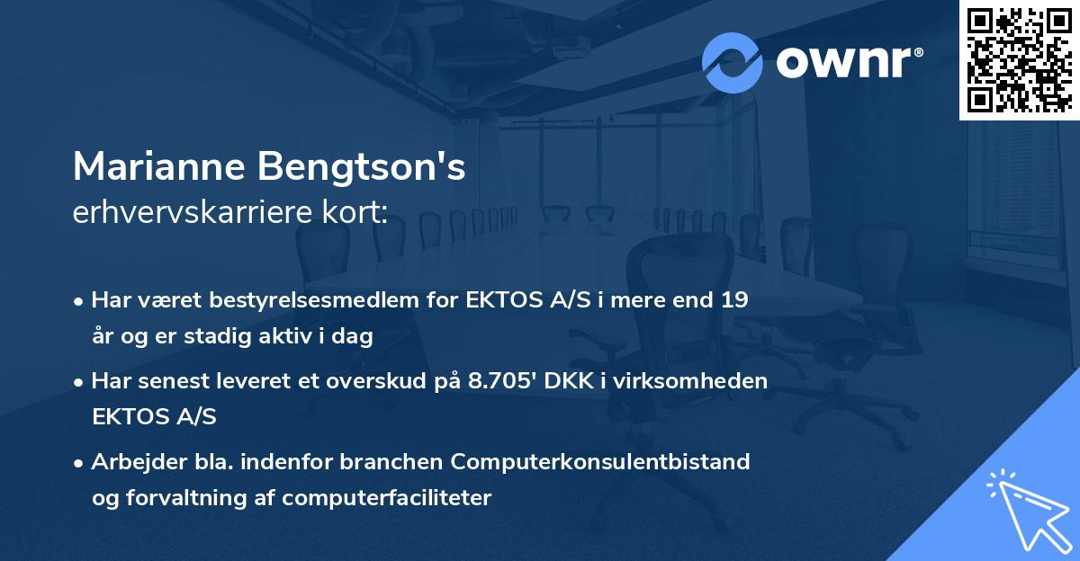 Marianne Bengtson's erhvervskarriere kort