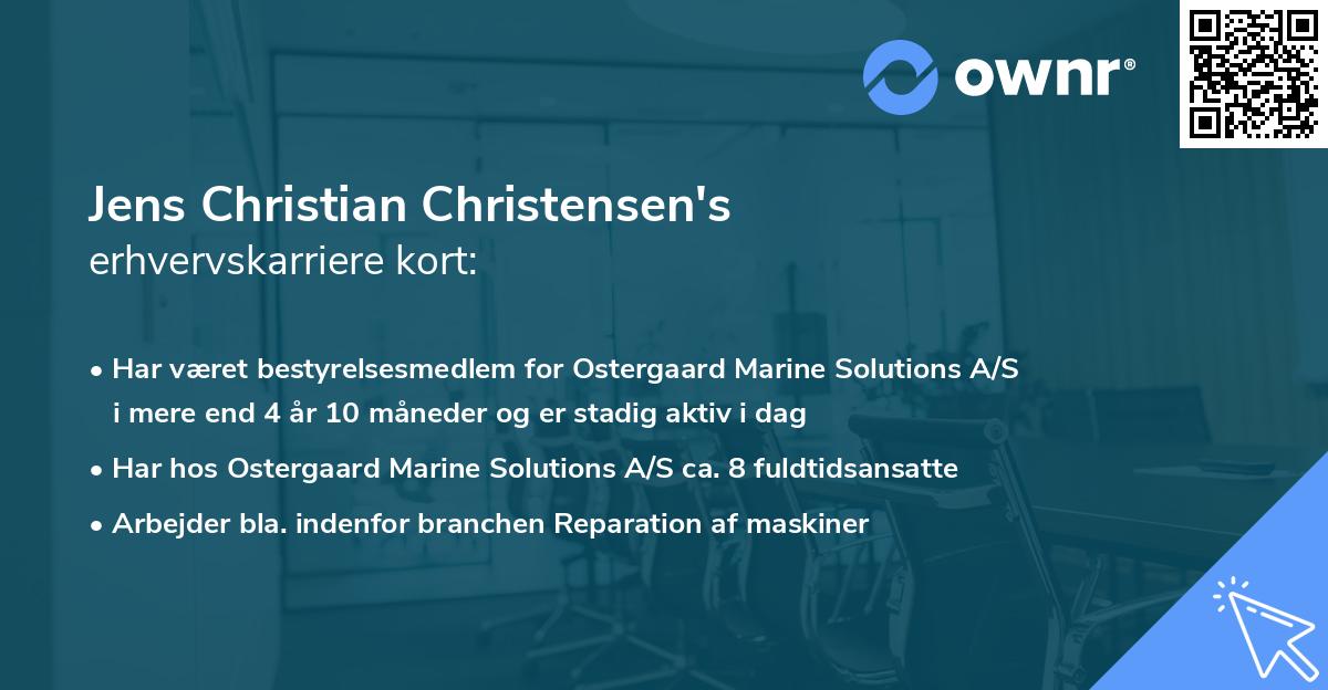 Jens Christian Christensen's erhvervskarriere kort