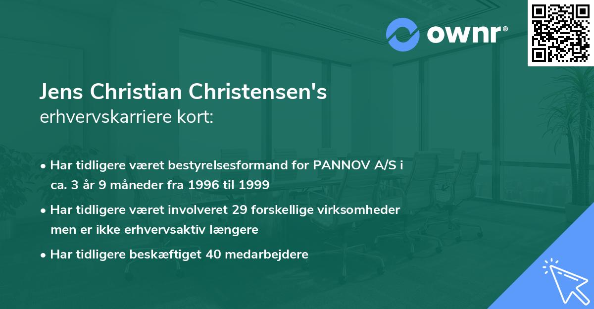 Jens Christian Christensen's erhvervskarriere kort