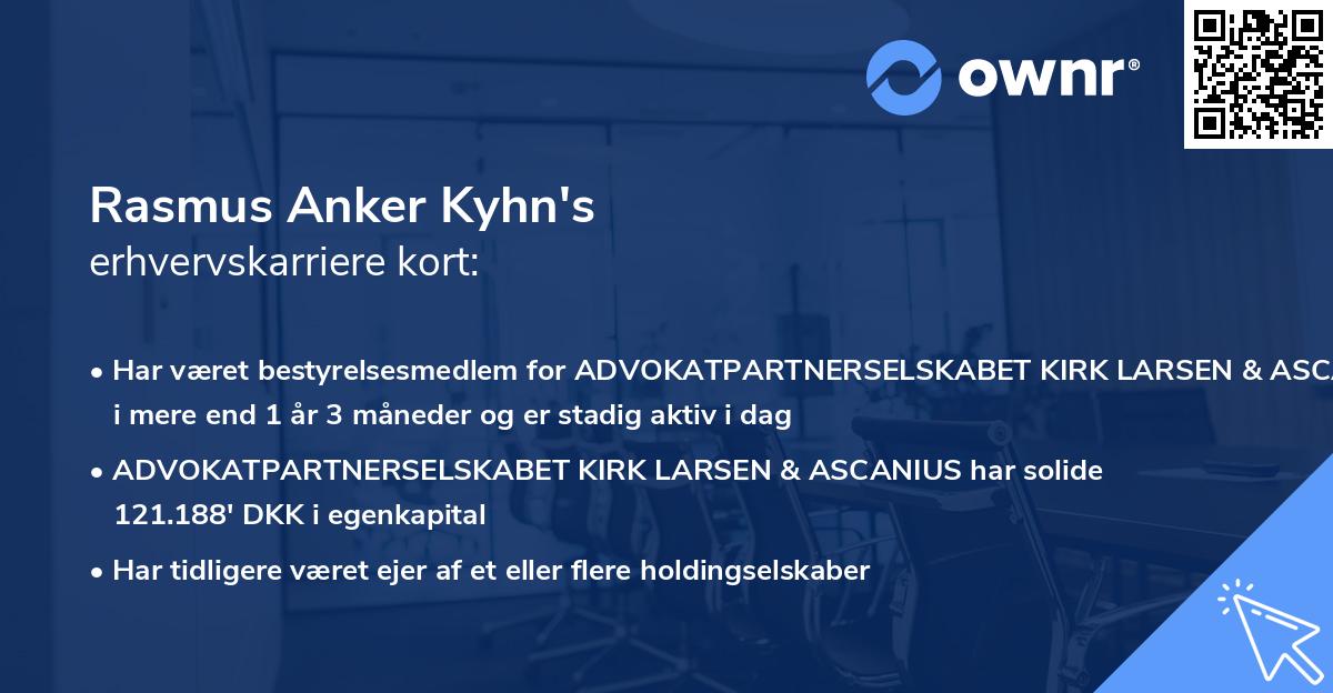 Rasmus Anker Kyhn's erhvervskarriere kort