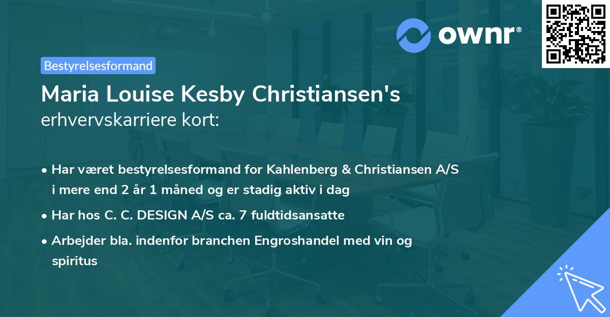 Maria Louise Kesby Christiansen's erhvervskarriere kort
