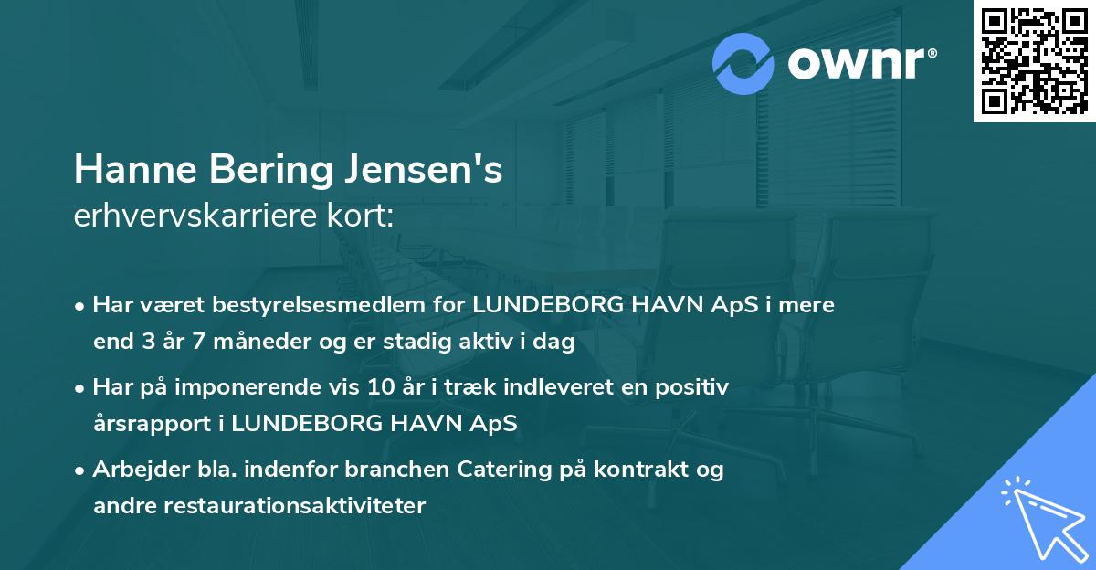 Hanne Bering Jensen's erhvervskarriere kort