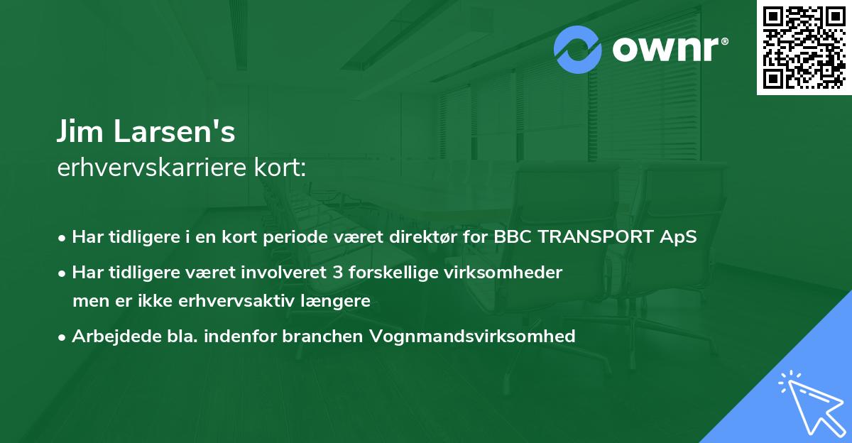 Jim Larsen's erhvervskarriere kort