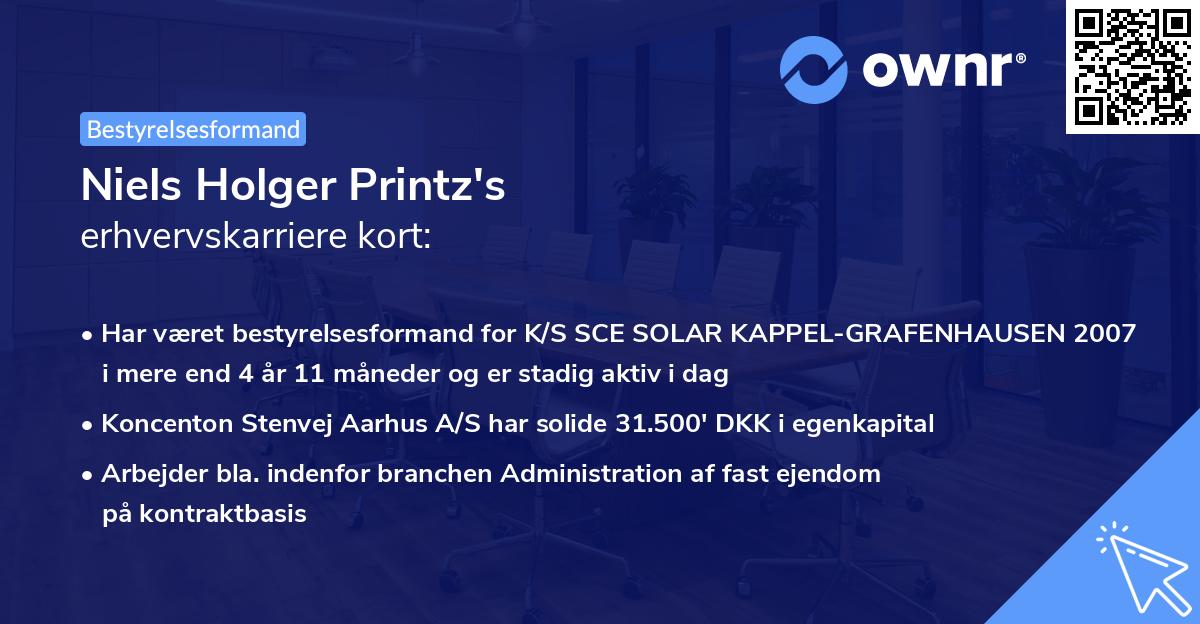 Niels Holger Printz's erhvervskarriere kort