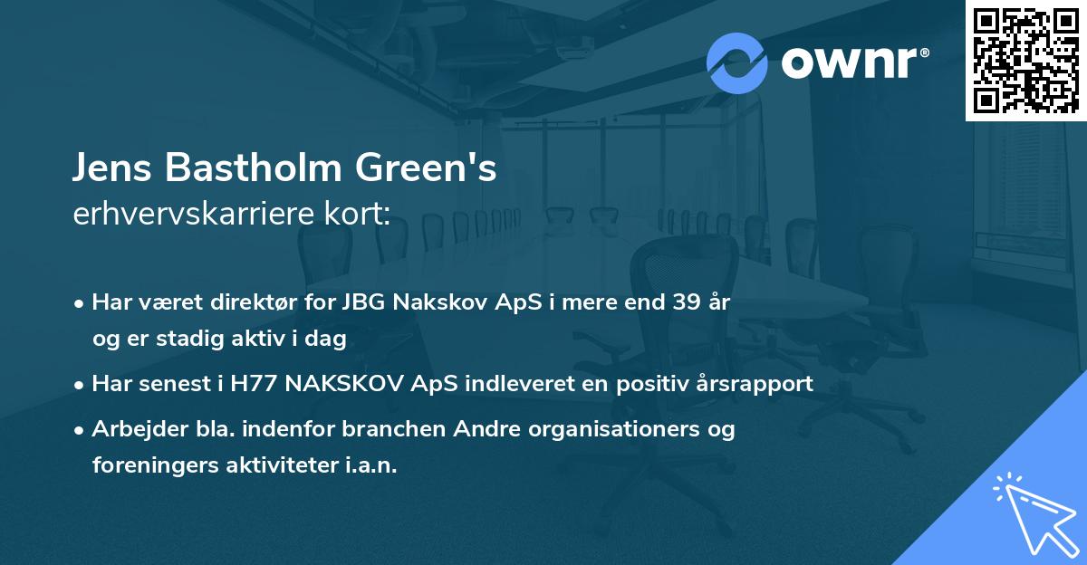 Jens Bastholm Green's erhvervskarriere kort