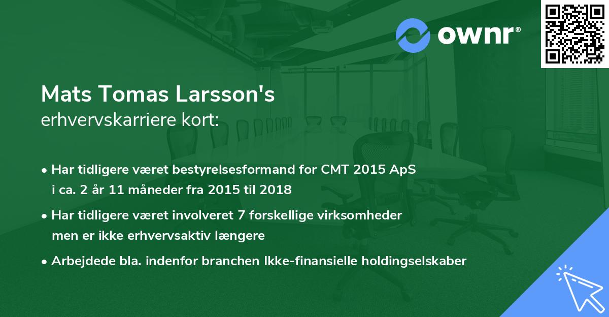 Mats Tomas Larsson's erhvervskarriere kort