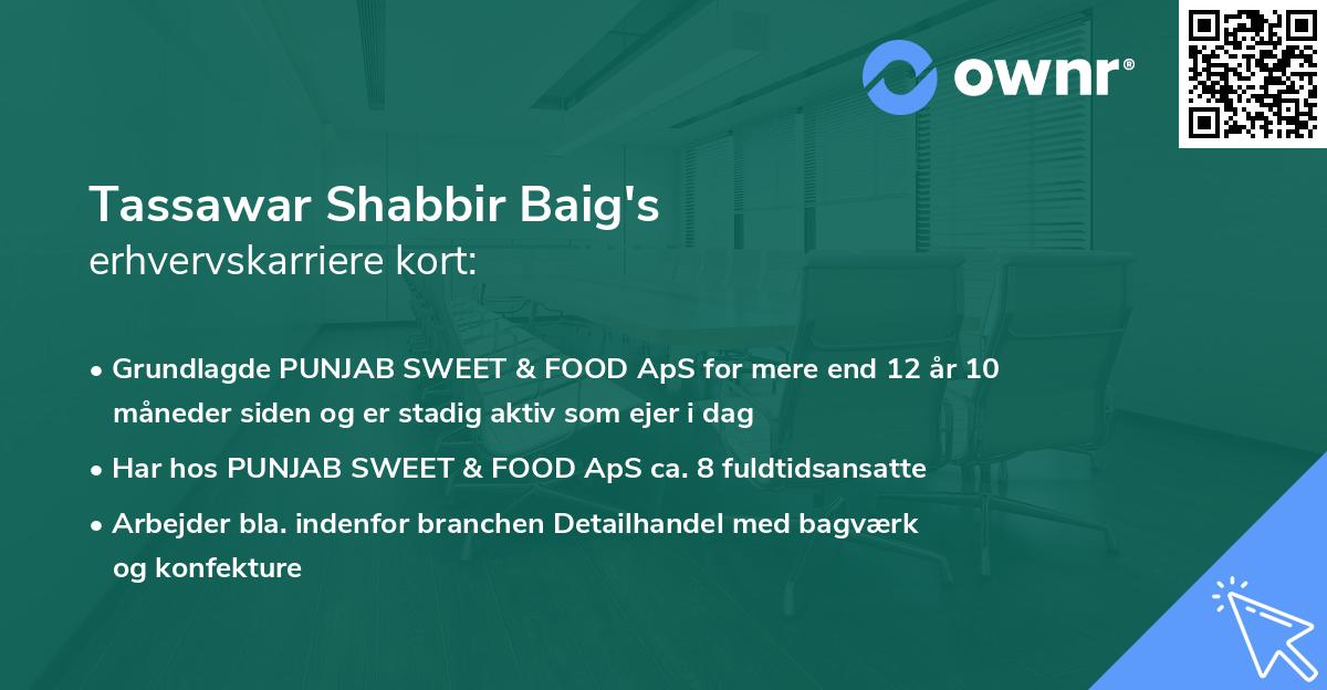 Tassawar Shabbir Baig's erhvervskarriere kort