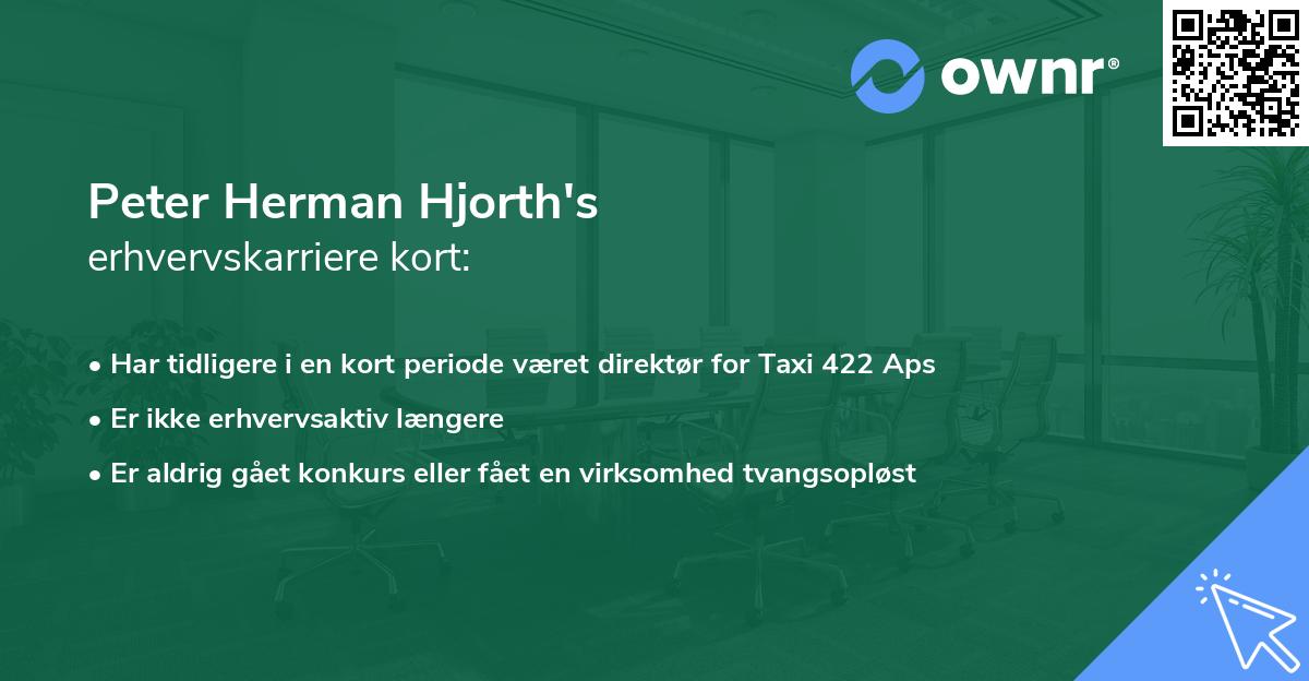 Peter Herman Hjorth's erhvervskarriere kort