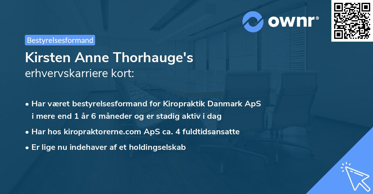 Kirsten Anne Thorhauge's erhvervskarriere kort