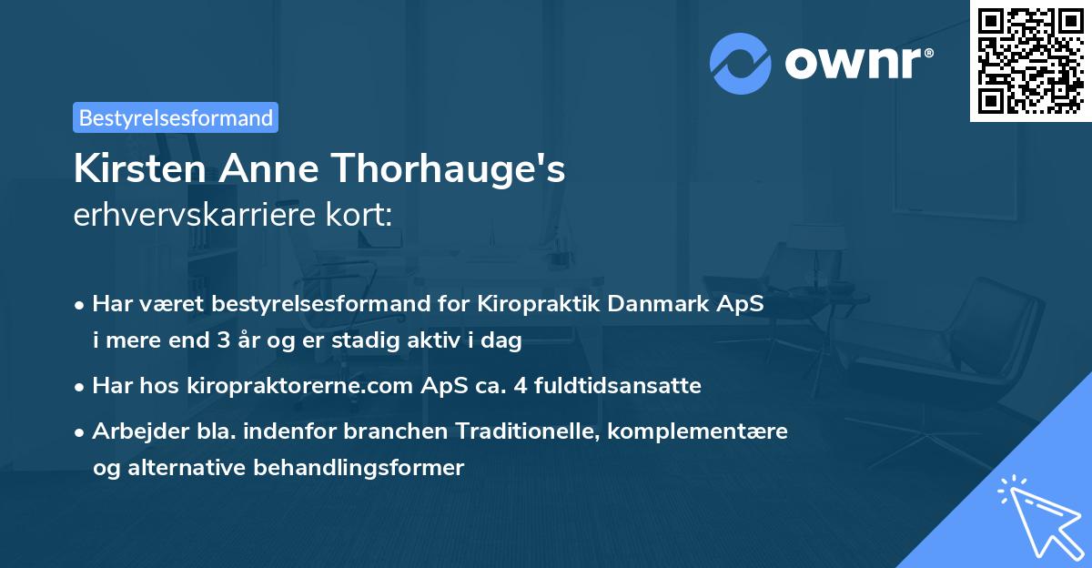 Kirsten Anne Thorhauge's erhvervskarriere kort