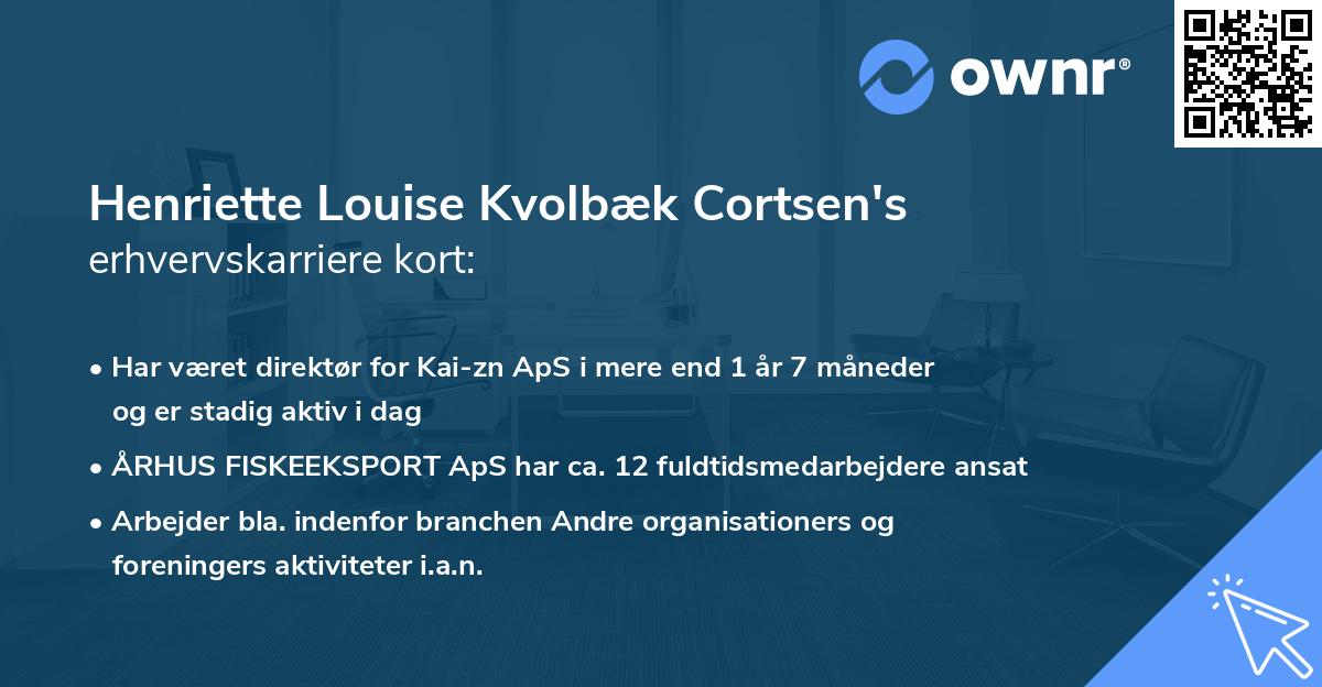 Henriette Louise Kvolbæk Cortsen's erhvervskarriere kort