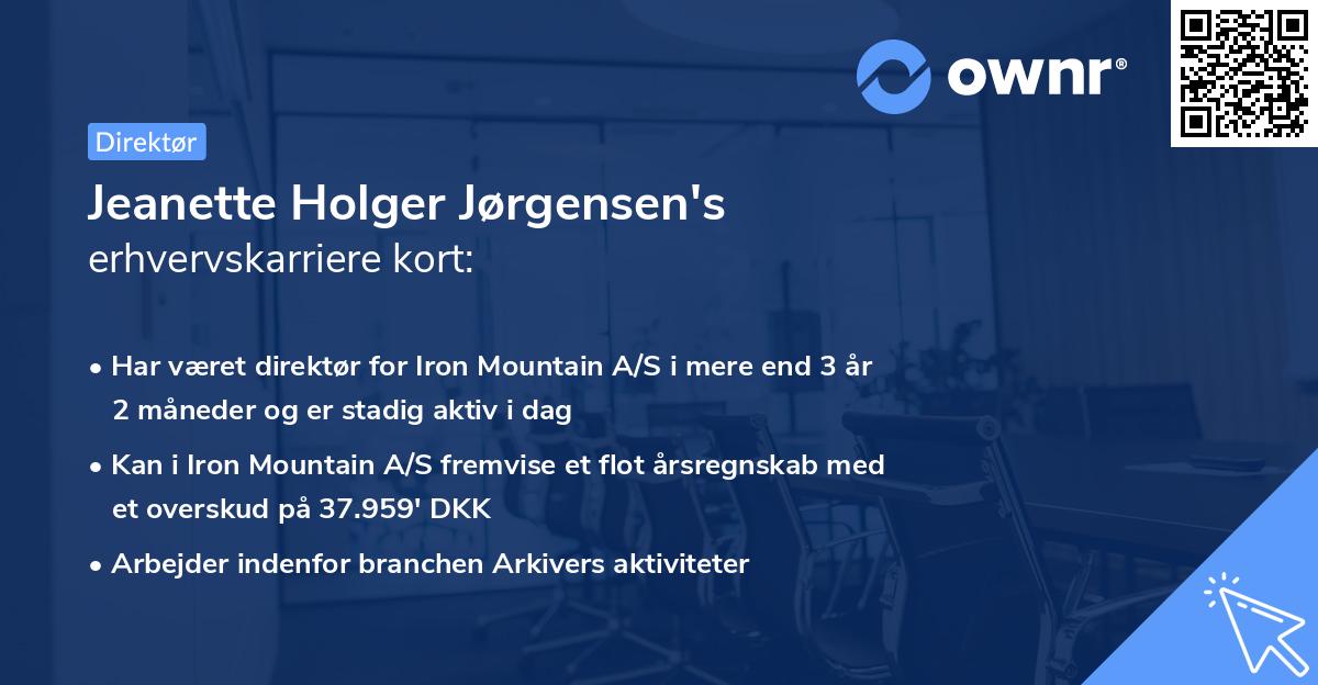 Jeanette Holger Jørgensen's erhvervskarriere kort