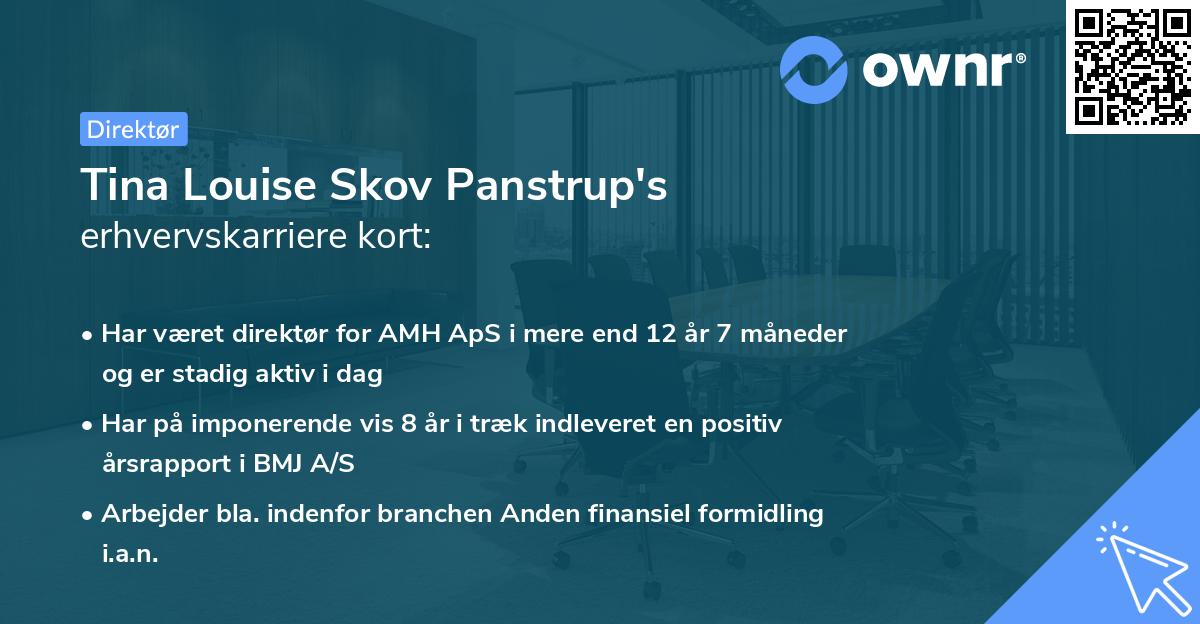 Tina Louise Skov Panstrup's erhvervskarriere kort