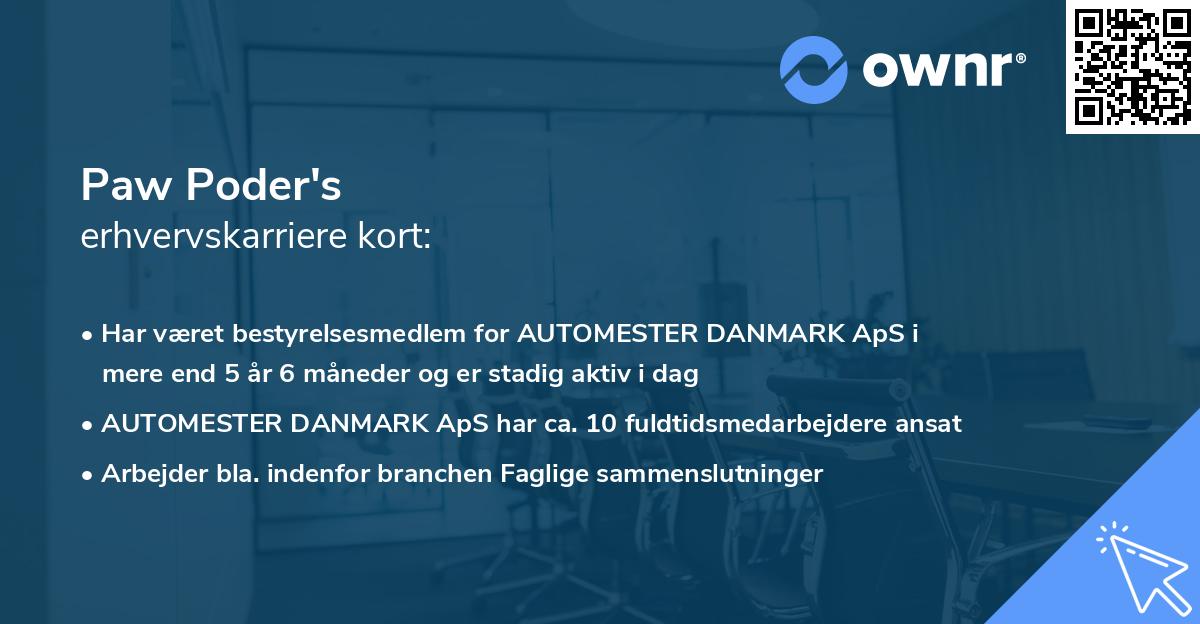 Paw Poder's erhvervskarriere kort