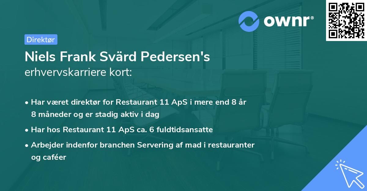 Niels Frank Svärd Pedersen's erhvervskarriere kort