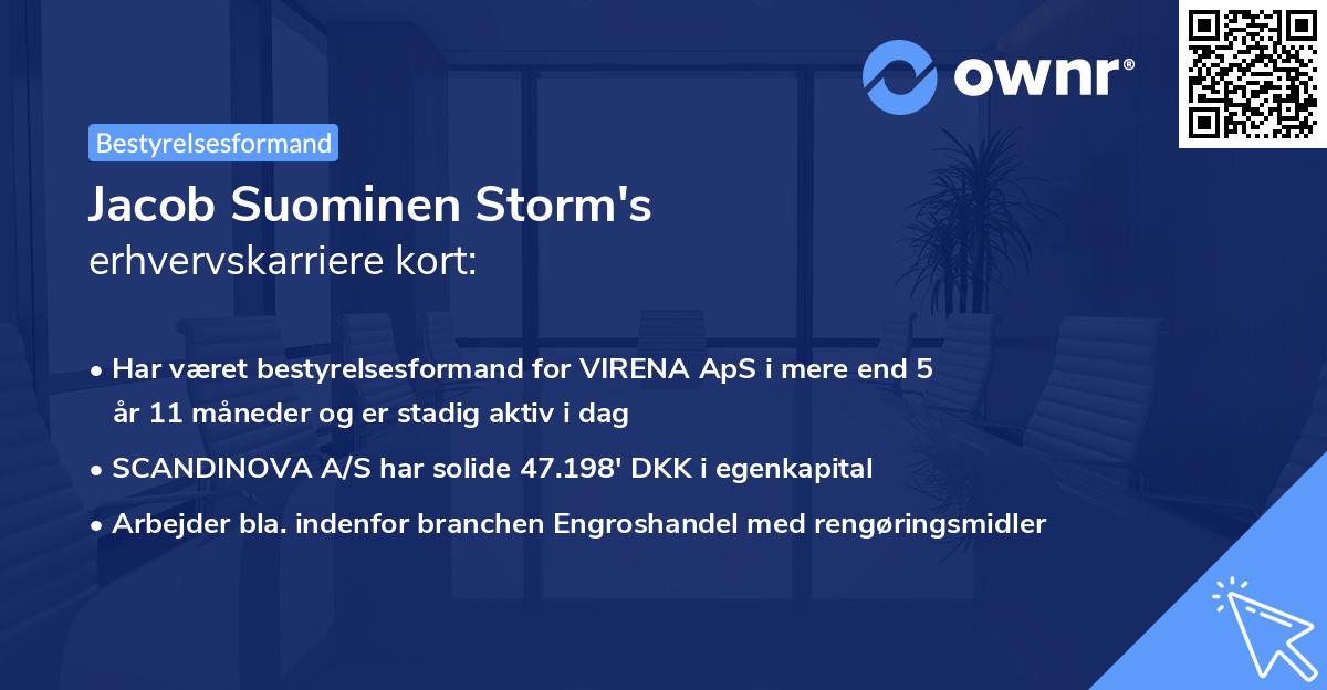 Jacob Suominen Storm's erhvervskarriere kort