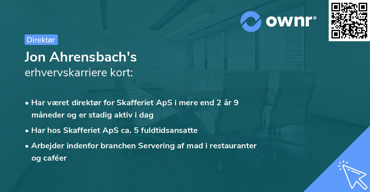 Jon Ahrensbach's erhvervskarriere kort