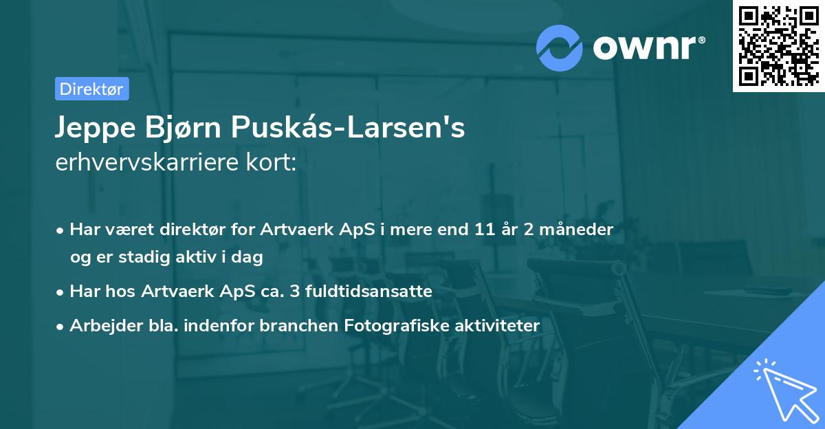 Jeppe Bjørn Puskás-Larsen's erhvervskarriere kort