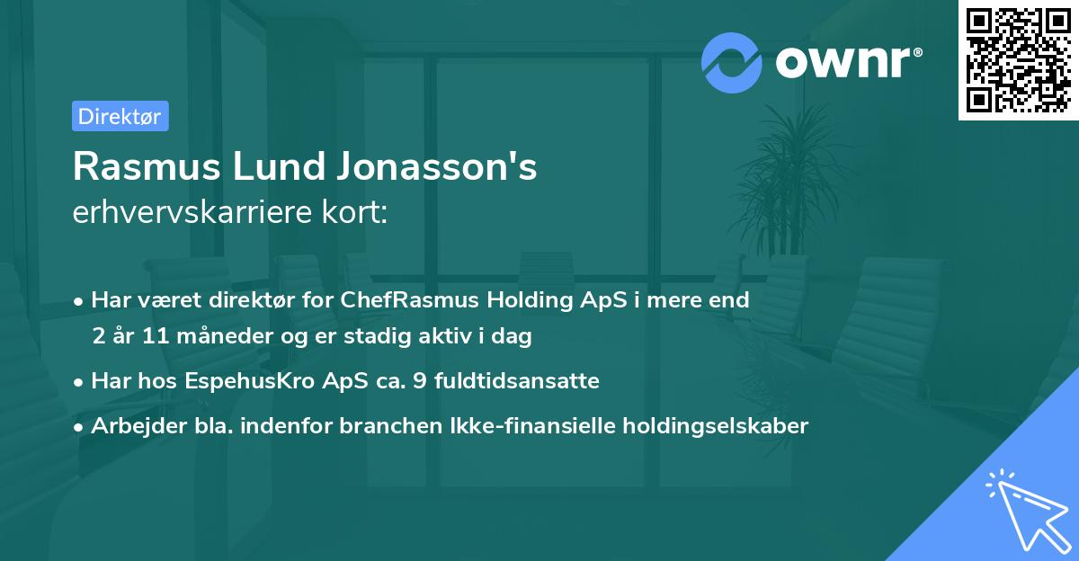 Rasmus Lund Jonasson's erhvervskarriere kort