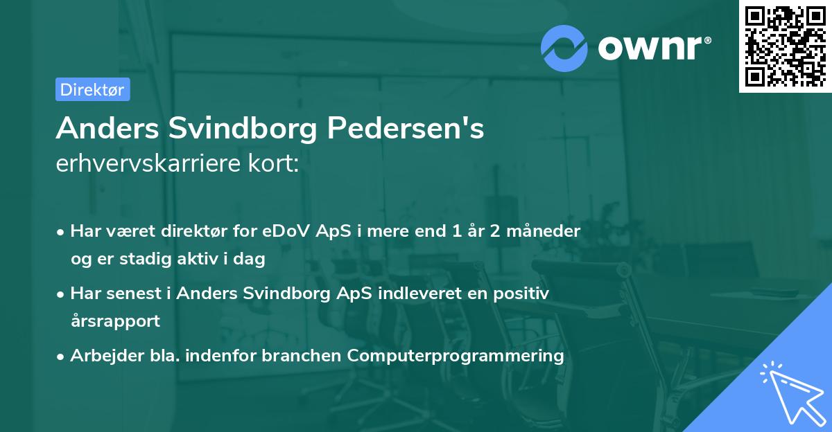 Anders Svindborg Pedersen's erhvervskarriere kort