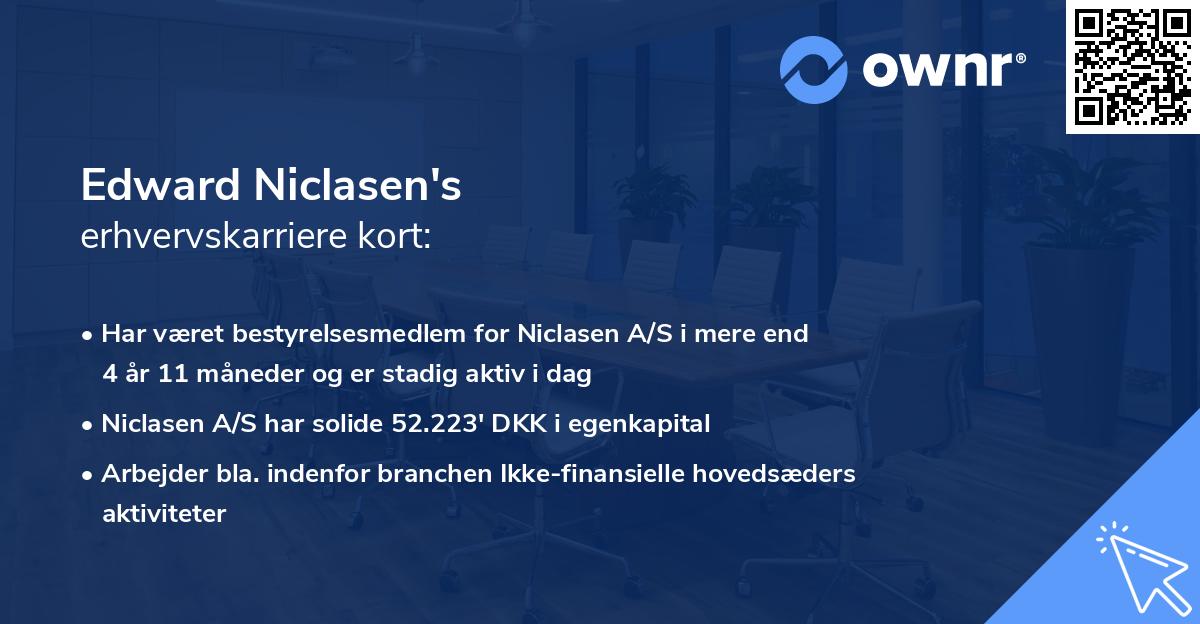 Edward Niclasen's erhvervskarriere kort