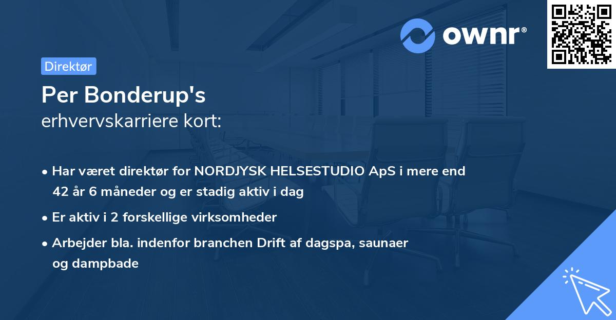 Per Bonderup's erhvervskarriere kort