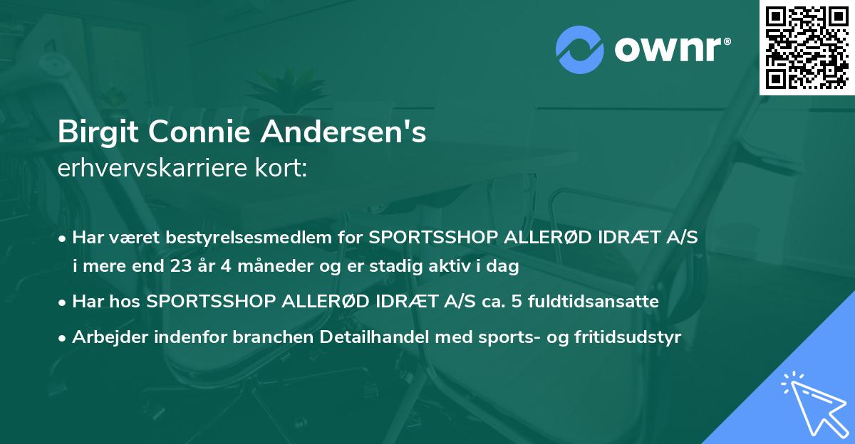 Birgit Connie Andersen's erhvervskarriere kort
