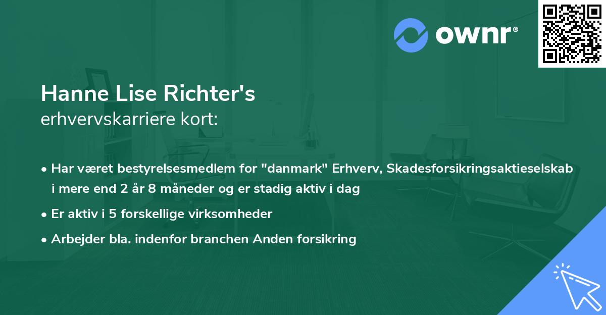 Hanne Lise Richter's erhvervskarriere kort