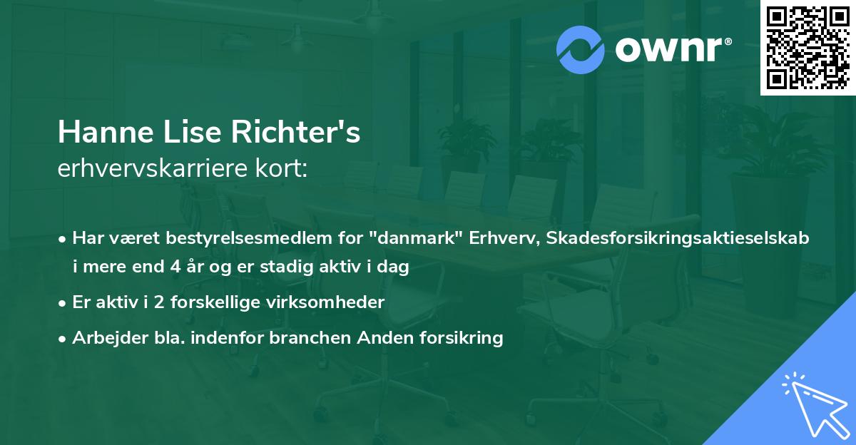 Hanne Lise Richter's erhvervskarriere kort