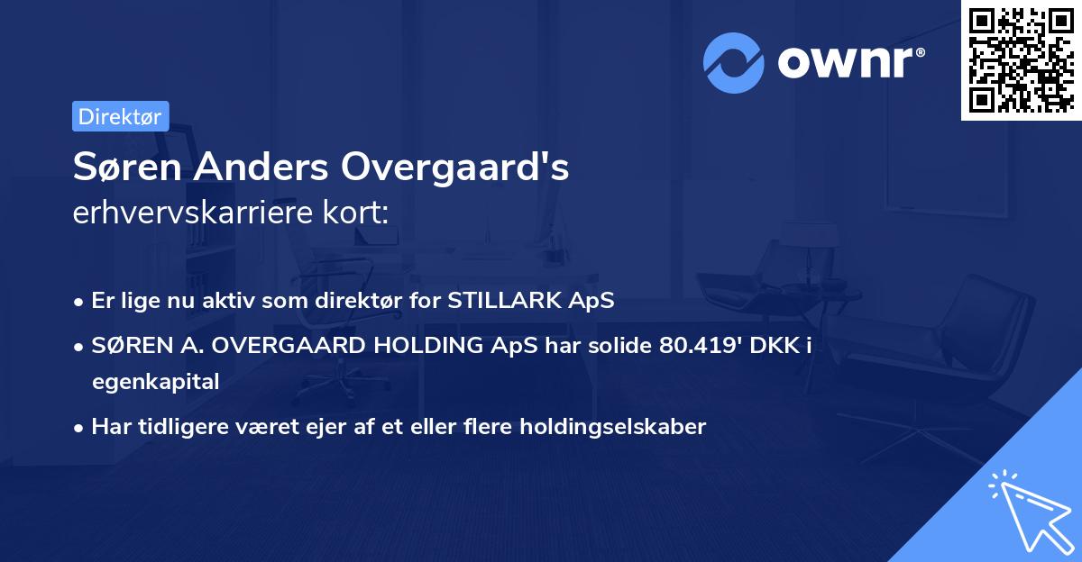 Søren Anders Overgaard's erhvervskarriere kort