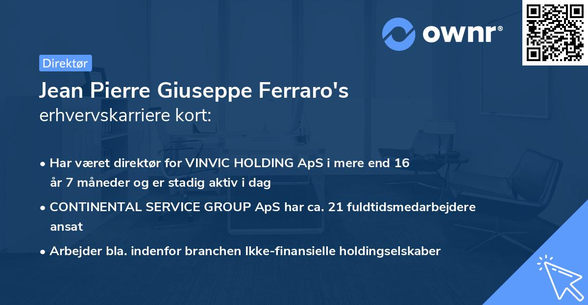 Jean Pierre Giuseppe Ferraro's erhvervskarriere kort