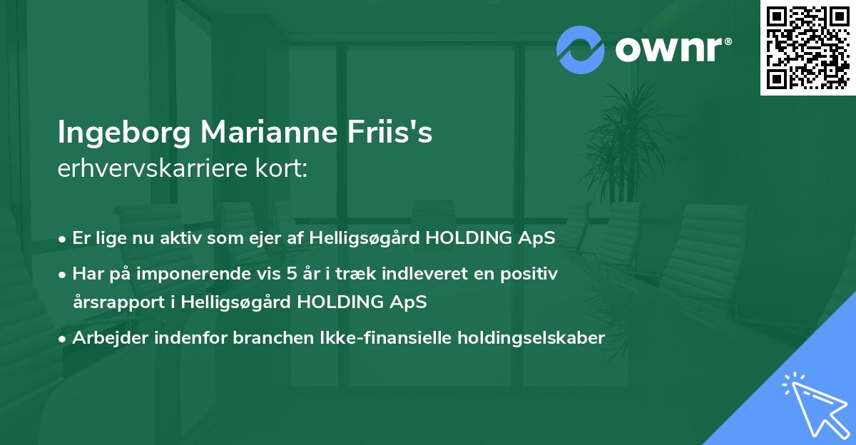 Ingeborg Marianne Friis's erhvervskarriere kort
