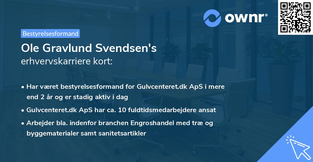 Ole Gravlund Svendsen's erhvervskarriere kort