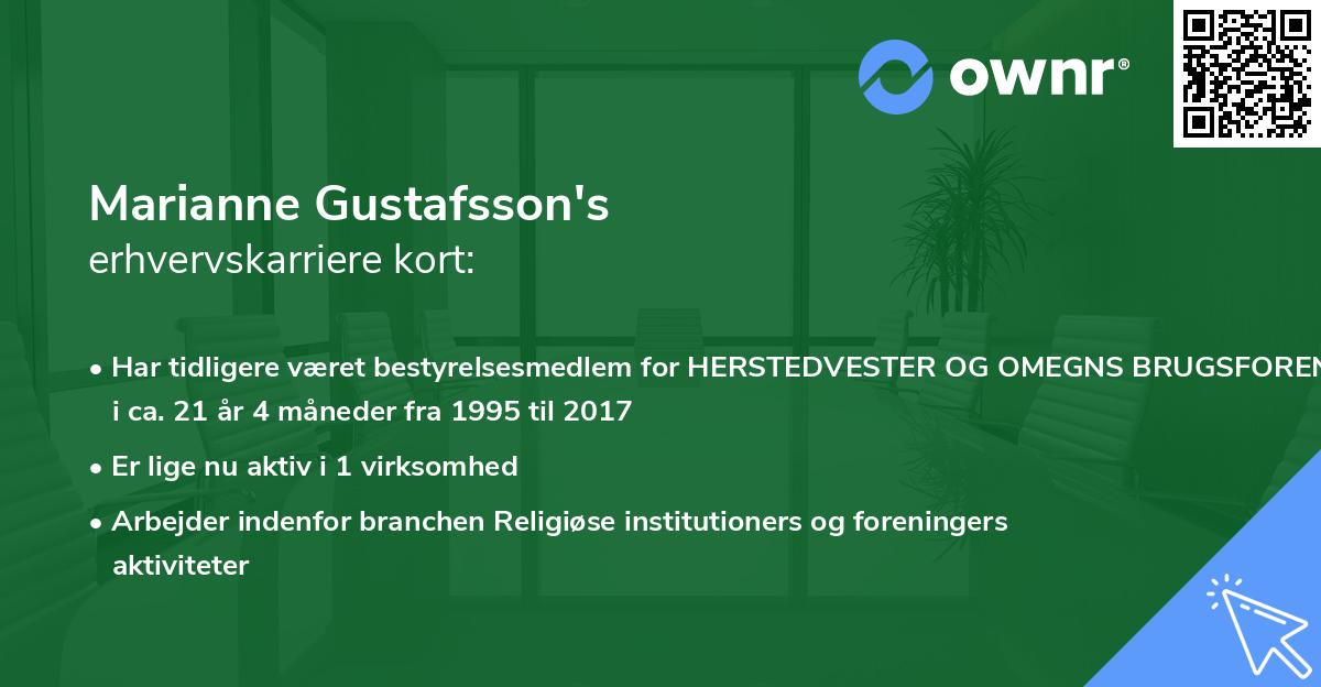 Marianne Gustafsson's erhvervskarriere kort