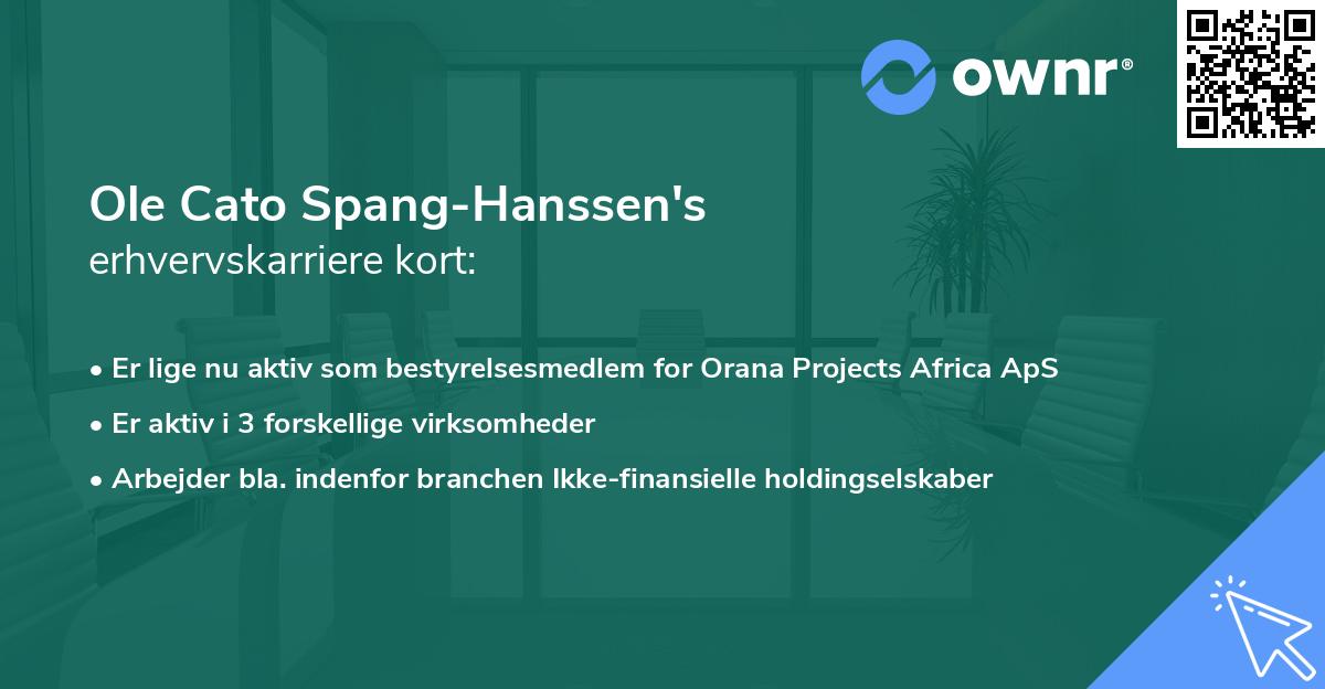 Ole Cato Spang-Hanssen's erhvervskarriere kort