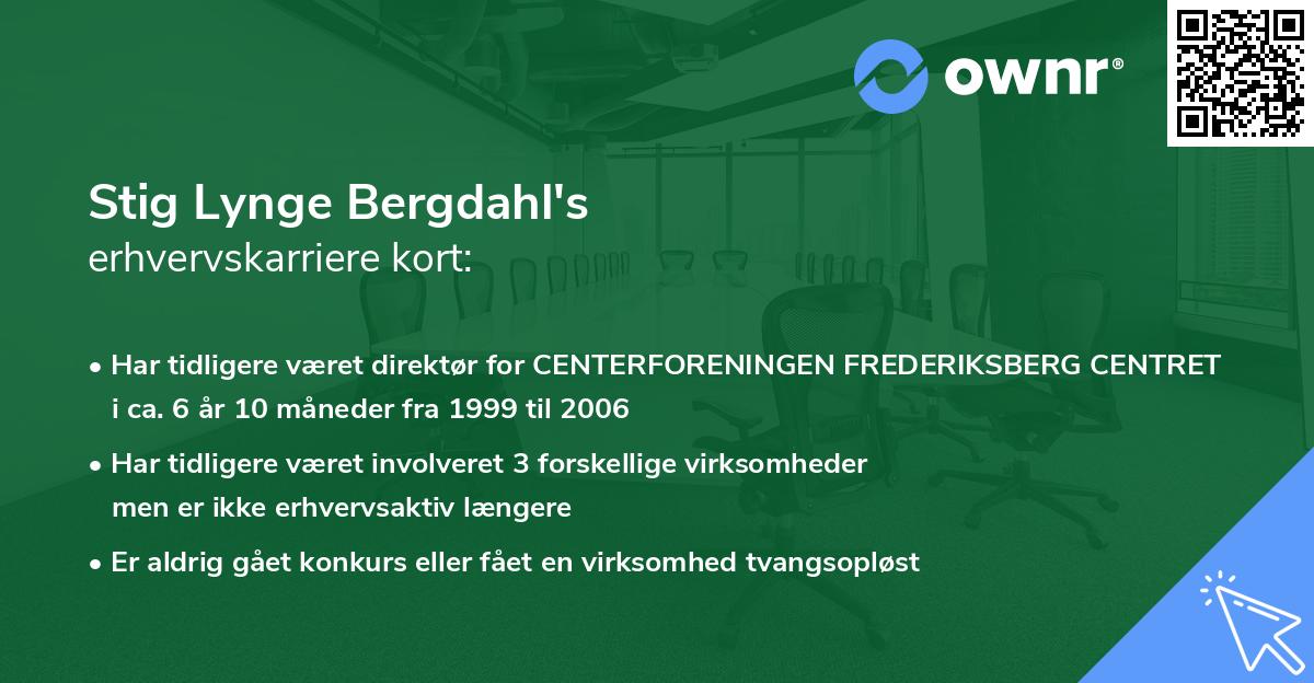 Stig Lynge Bergdahl's erhvervskarriere kort