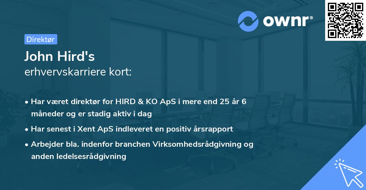 John Hird's erhvervskarriere kort