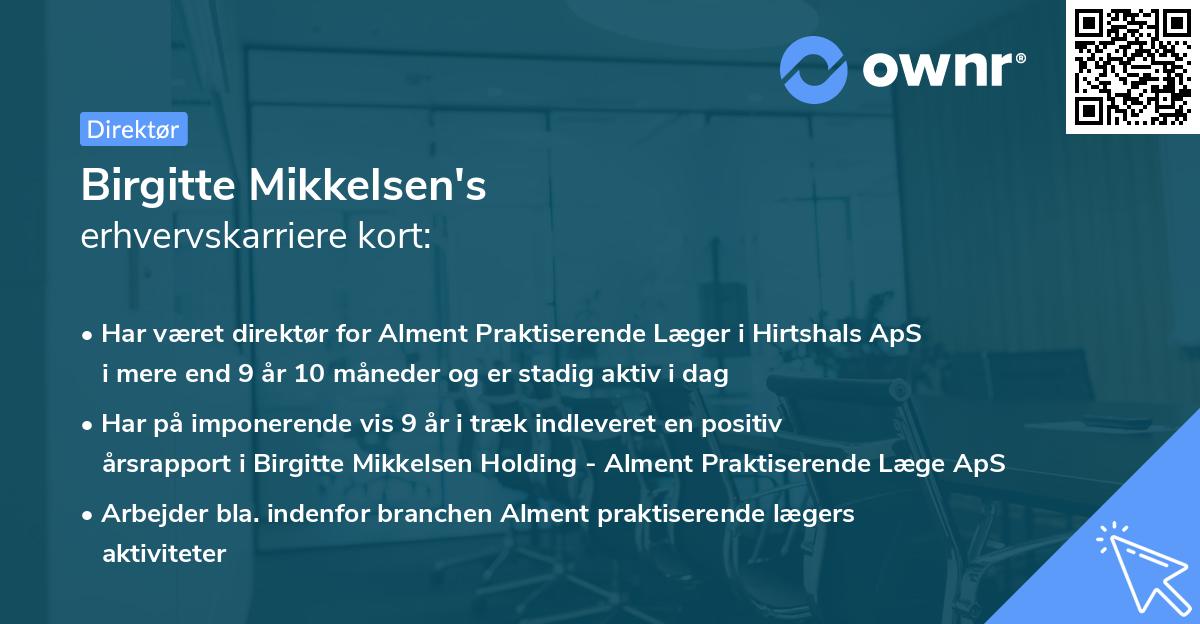 Birgitte Mikkelsen's erhvervskarriere kort