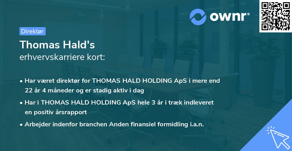 Thomas Hald's erhvervskarriere kort