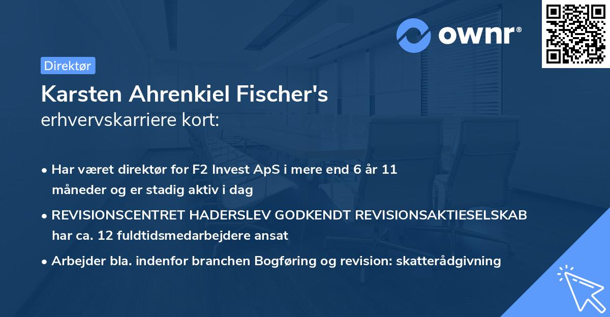 Karsten Ahrenkiel Fischer's erhvervskarriere kort