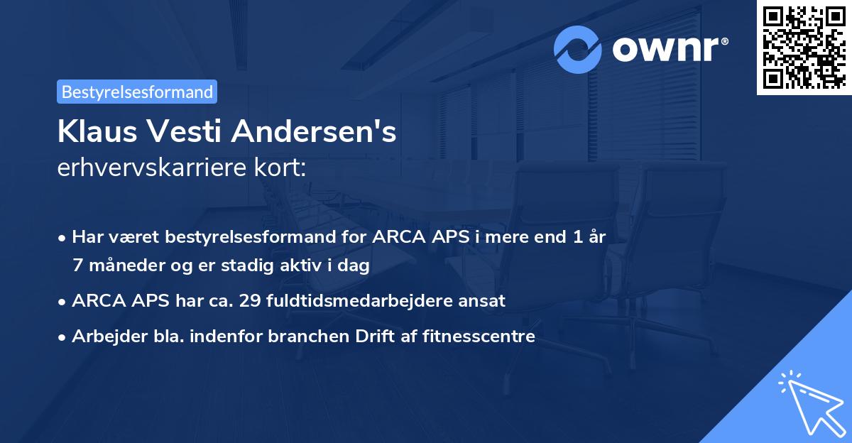 Klaus Vesti Andersen's erhvervskarriere kort