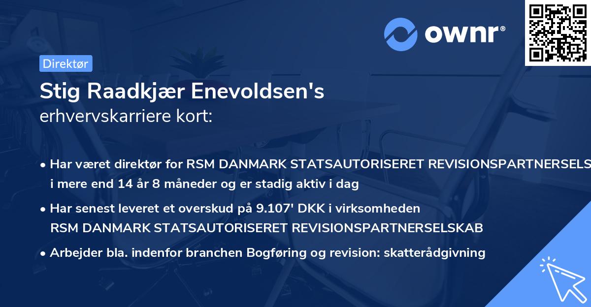 Stig Raadkjær Enevoldsen's erhvervskarriere kort