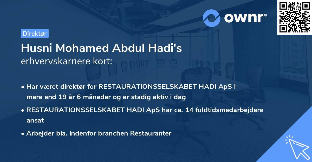 Husni Mohamed Abdul Hadi's erhvervskarriere kort