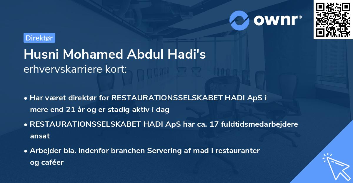 Husni Mohamed Abdul Hadi's erhvervskarriere kort