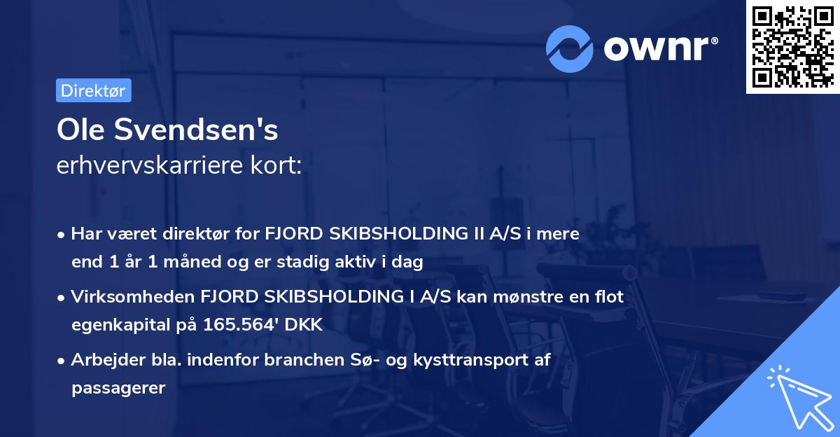 Ole Svendsen's erhvervskarriere kort