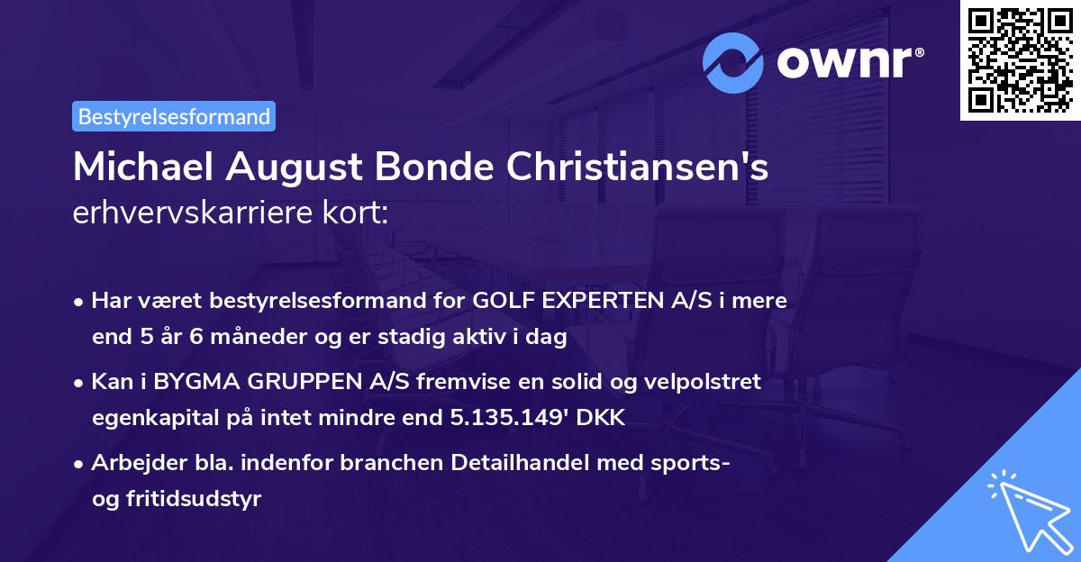 Michael August Bonde Christiansen's erhvervskarriere kort